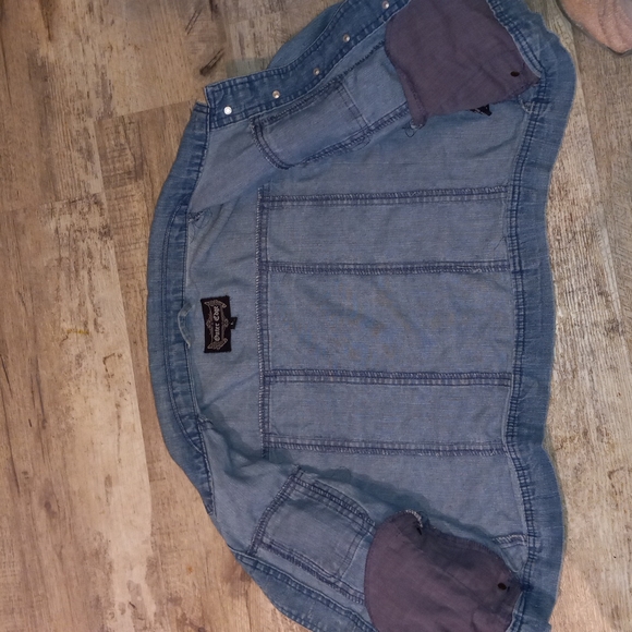 Cropped blue jean jacket adjustable sleeves - Picture 5 of 7